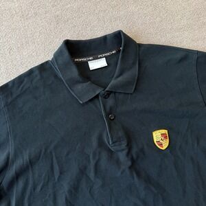 PORSCHE Design Drivers Selection Polo Embroidered Crest Patch Black Men Size XL
